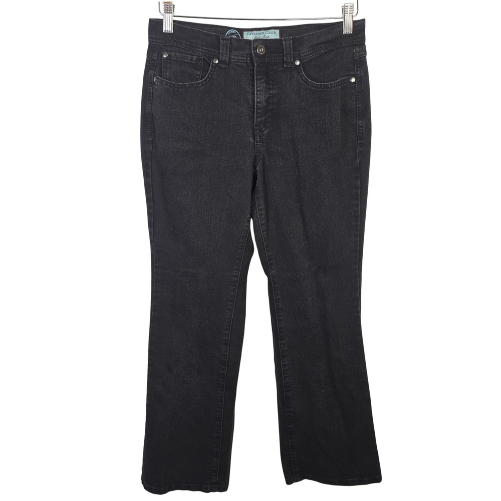Charter Club Curvy Bootcut‎ Jeans Black Tummy Slimming Size 4 Short Mid Rise